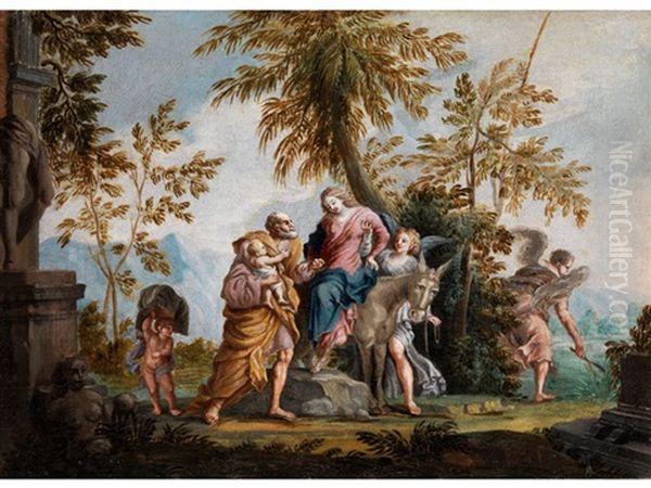 Die Heilige Familie Auf Der Flucht Nach Agypten Oil Painting by Giovanni Battista Cimaroli