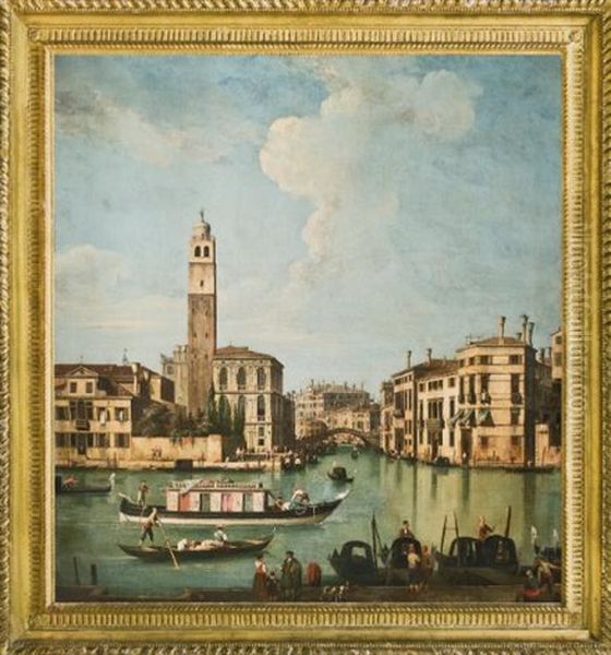 A View Of The Canal Grande With San Geremia, Palazzo Labia And The Entrance To The Cannareggio Oil Painting by Giovanni Battista Cimaroli