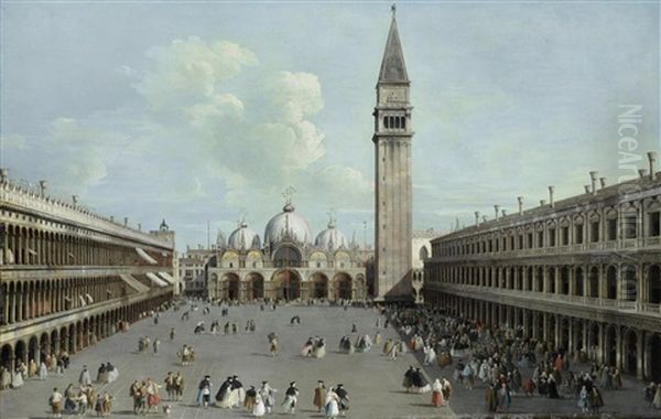 The Piazza San Marco, Venice Oil Painting by Giovanni Battista Cimaroli