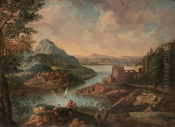 Flusslandschaft Oil Painting by Giovanni Battista Cimaroli