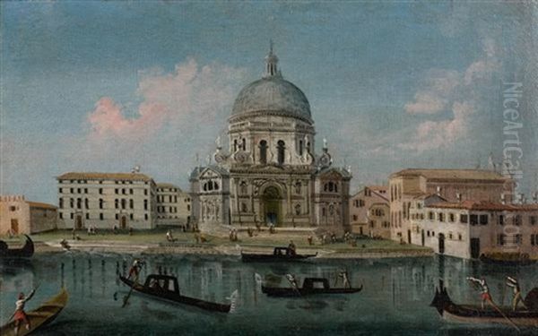 La Salute A Venise (+ La Place Saint Marc Vue Depuis La Basilique A Venise; Pair) Oil Painting by Giovanni Battista Cimaroli