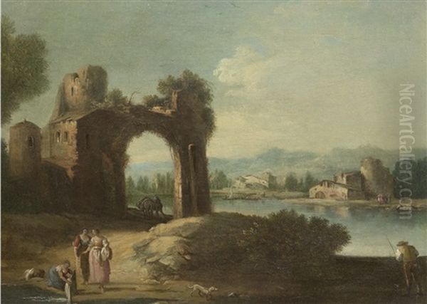 Paesaggio Fluviale Oil Painting by Giovanni Battista Cimaroli