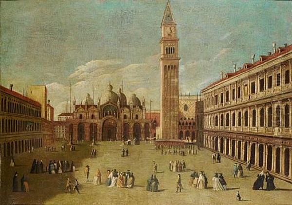 The Piazza Di San Marco, Venice Oil Painting by Giovanni Battista Cimaroli