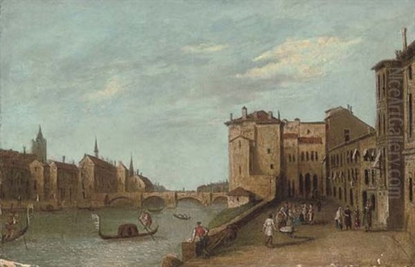 A Venetian Capriccio Oil Painting by Giovanni Battista Cimaroli