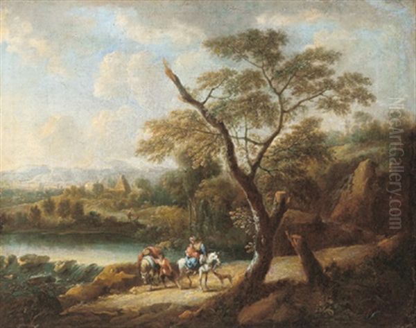 Paesaggio Con La Fuga In Egitto Oil Painting by Giovanni Battista Cimaroli