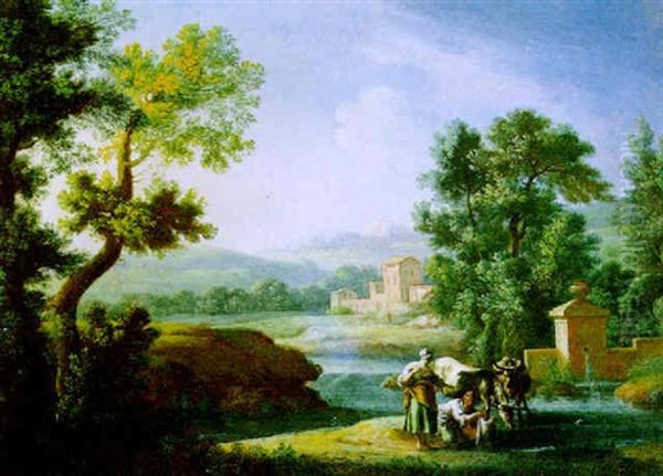 Fluslandschaft Mit Hirten by Giovanni Battista Cimaroli