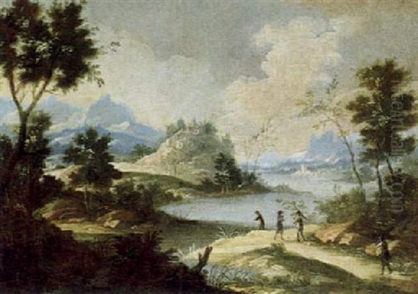 Arkadische Landschaft Mit Figuren Oil Painting by Giovanni Battista Cimaroli