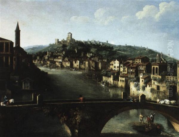 Vue De Verone Et De L'adige Oil Painting by Giovanni Battista Cimaroli