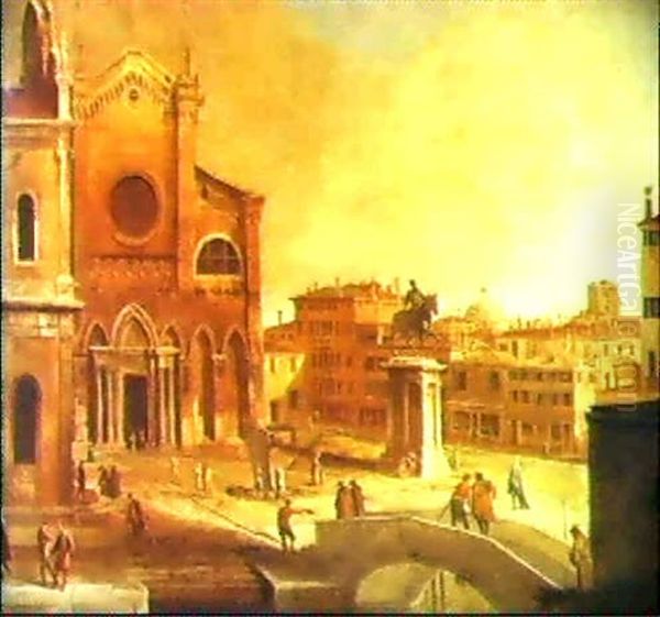 Veduta Di Campo San Giovanni E Paolo Oil Painting by Giovanni Battista Cimaroli