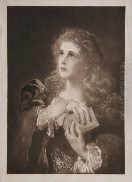 Woman Holding Prayer Book Oil Painting by William Anderson