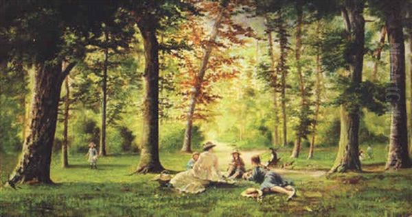 Picnic In The Park Oil Painting by Franck Jean Baptiste Louis Cinot