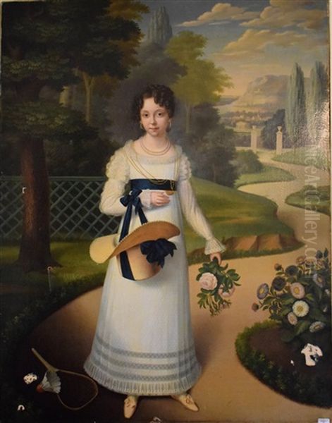 Portrait De Jeune Femme Dans Un Parc Oil Painting by Pierre Charles Cior