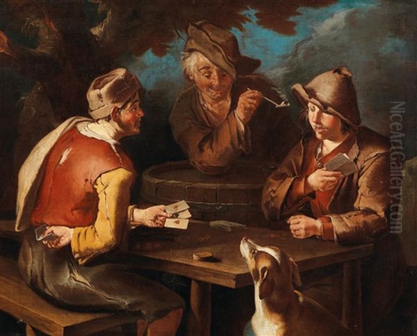 The Card Players Oil Painting by Giacomo Francesco Cipper