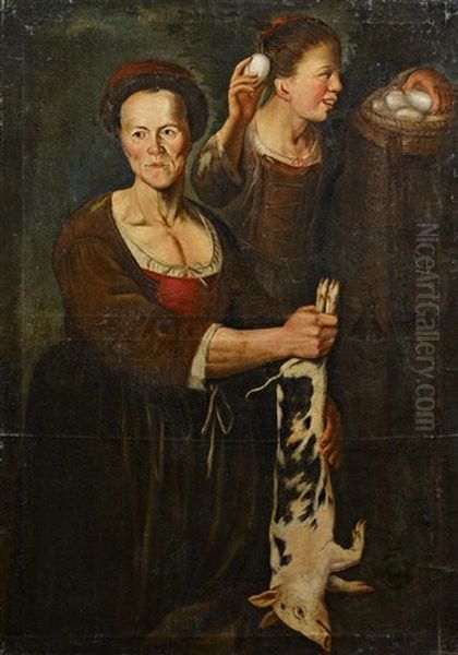 Marktfrauen Mit Ferkel Oil Painting by Giacomo Francesco Cipper