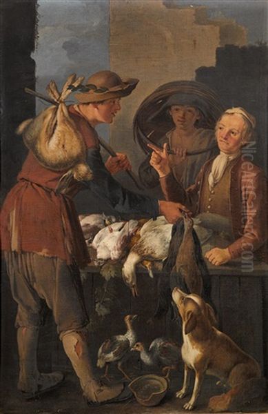 A Wild Fowl Seller Oil Painting by Giacomo Francesco Cipper