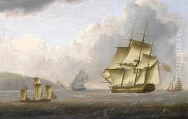 H.m.s. Invincible Underway Oil Painting by William Anderson