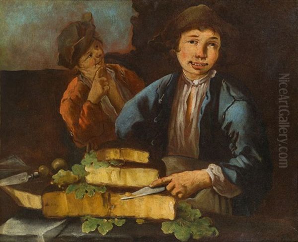 Zwei Kaseverkaufer Oil Painting by Giacomo Francesco Cipper