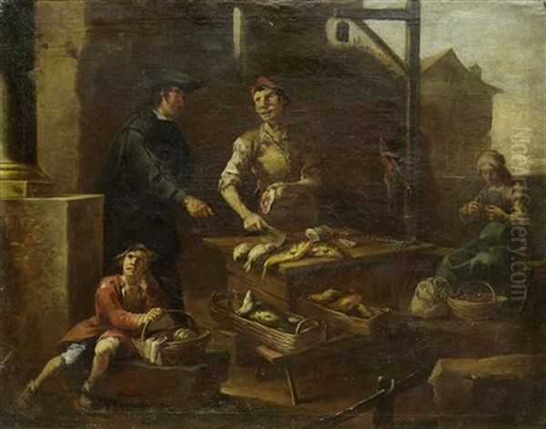 Fischverkaufer Oil Painting by Giacomo Francesco Cipper