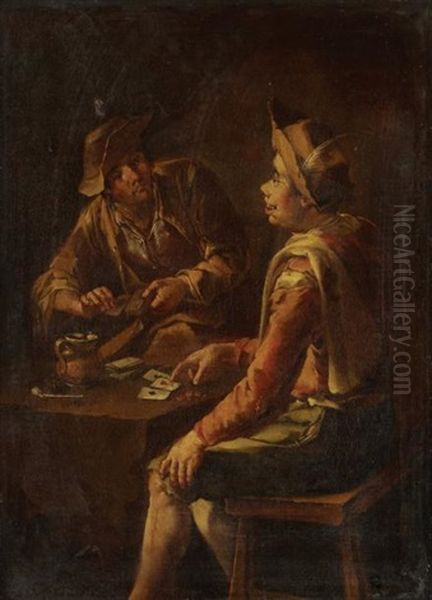 Les Joueurs De Cartes Oil Painting by Giacomo Francesco Cipper