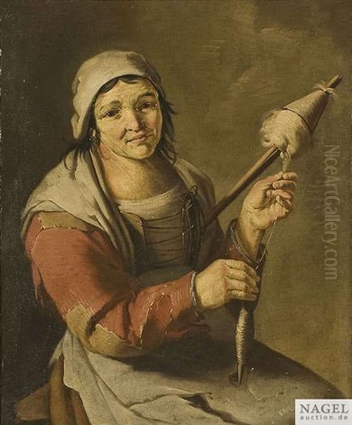 Bauerin Mit Einer Spindel Oil Painting by Giacomo Francesco Cipper