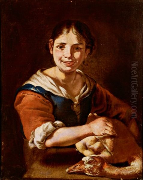 Madchen Mit Einer Gerupften Gans - Contadina Con Oca Spennata Oil Painting by Giacomo Francesco Cipper