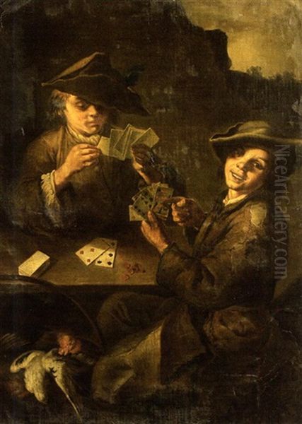 Les Joueurs De Cartes Oil Painting by Giacomo Francesco Cipper