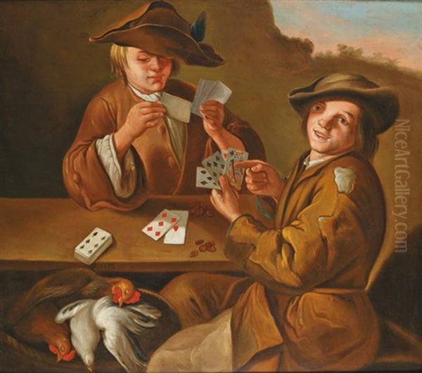 Les Joueurs De Cartes Oil Painting by Giacomo Francesco Cipper