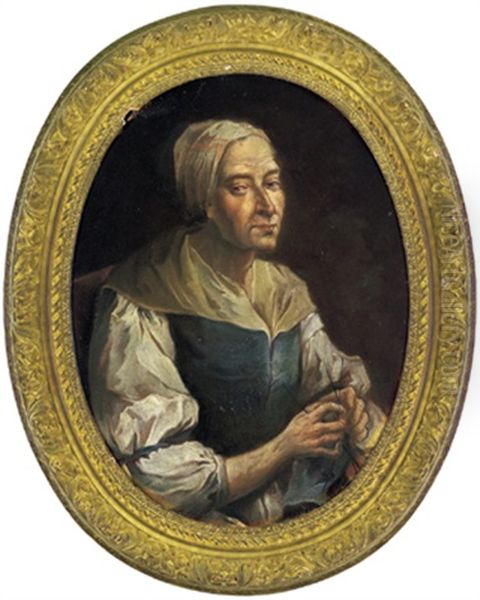 Strickende Frau Oil Painting by Giacomo Francesco Cipper