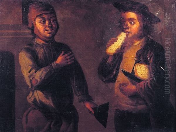 Deux Jeunes Paysans En Train De Manger Oil Painting by Giacomo Francesco Cipper