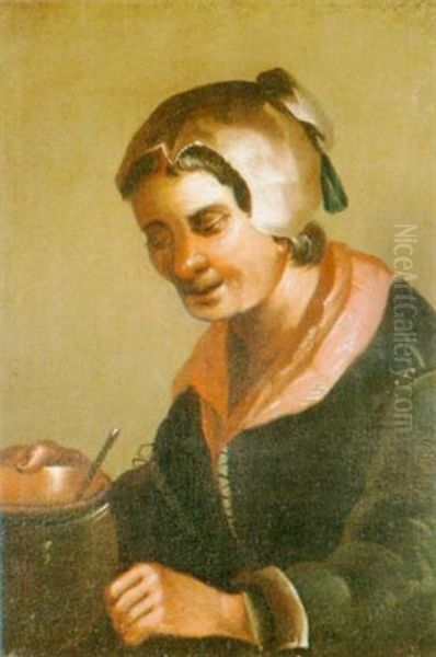 Alte Frau Vor Einer Suppenschussel Oil Painting by Giacomo Francesco Cipper