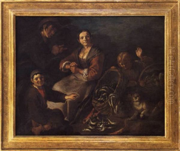 Il Mercato Del Pesce Oil Painting by Giacomo Francesco Cipper