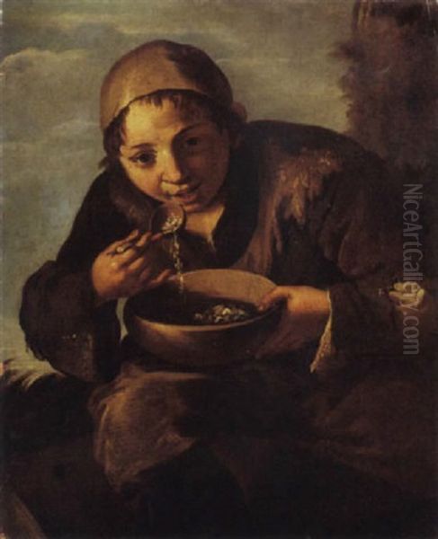 Eintopf Essender Bettlerjunge Oil Painting by Giacomo Francesco Cipper