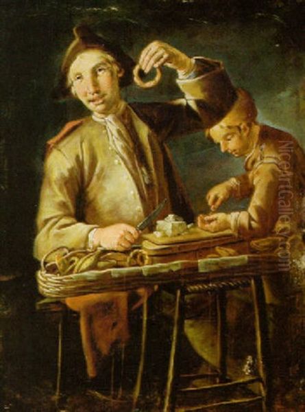 Zwei Verkaufer Von Susigkeiten Oil Painting by Giacomo Francesco Cipper