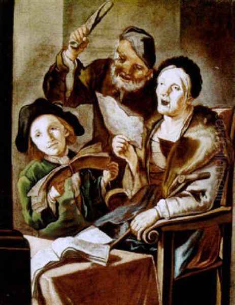 Musizierende Gesellschaft Oil Painting by Giacomo Francesco Cipper