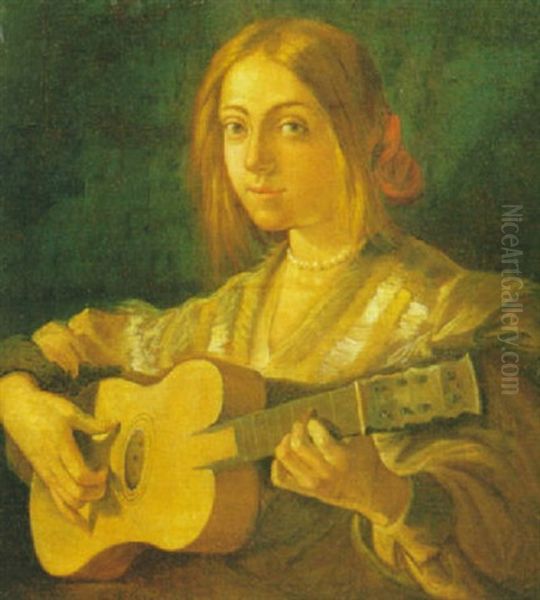 Sonatrice Di Chitarra Oil Painting by Giacomo Francesco Cipper