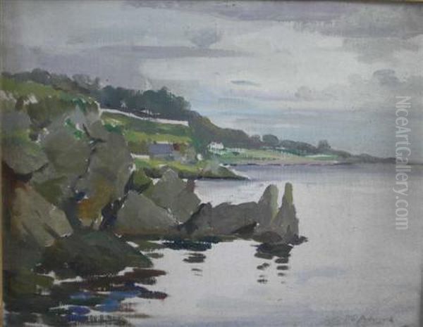 Rocky Coastal Scene, Possibly Gareloch Oil Painting by William S Anderson