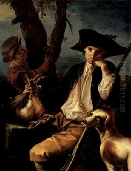 A Huntsman At Rest Oil Painting by Giacomo Francesco Cipper