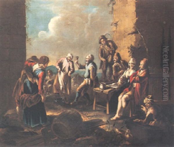 Saltarello Tra Contadini Sull'aia Di Un Casolare Oil Painting by Giacomo Francesco Cipper