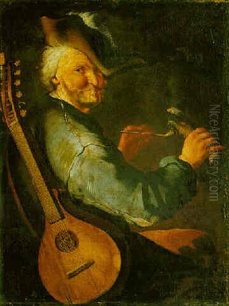 A Musician With A Pipe Oil Painting by Giacomo Francesco Cipper