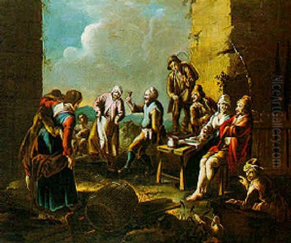 Saltarello Tra Contadini Sulla'aia Di Un Casolare Oil Painting by Giacomo Francesco Cipper