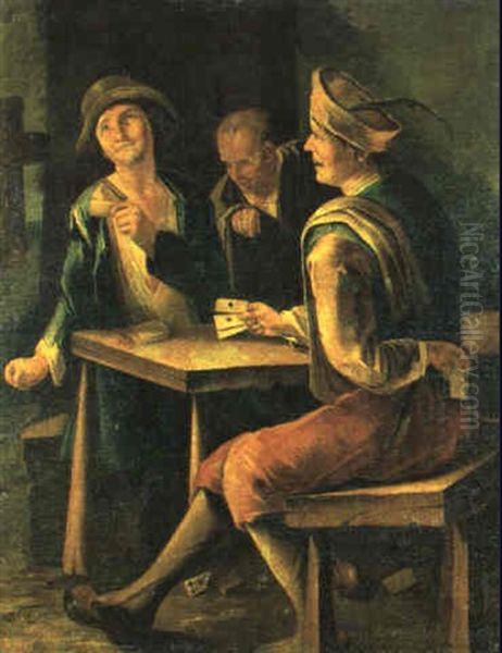 Giocatori Di Carte Oil Painting by Giacomo Francesco Cipper