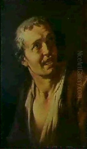 A Portrait Of A Man, Bust Length, Wearing A Brown Coat Oil Painting by Giacomo Francesco Cipper