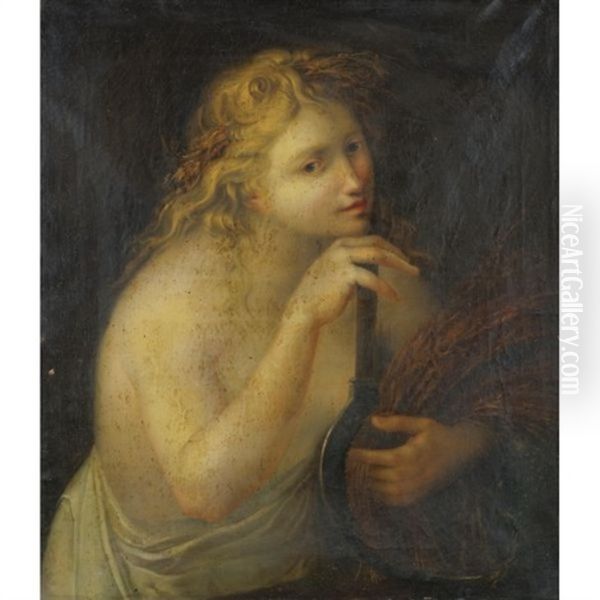 Ceres Holding A Sheaf Of Wheat And A Scythe Oil Painting by Giovanni Battista Cipriani