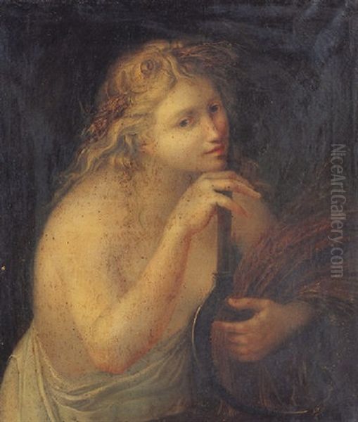 Ceres Holding A Sheaf Of Wheat And A Scythe Oil Painting by Giovanni Battista Cipriani