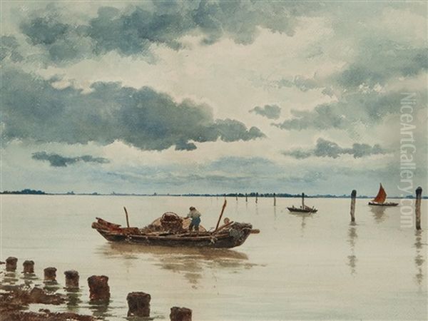 Lagoon Of Venice Oil Painting by Nazzareno Cipriani