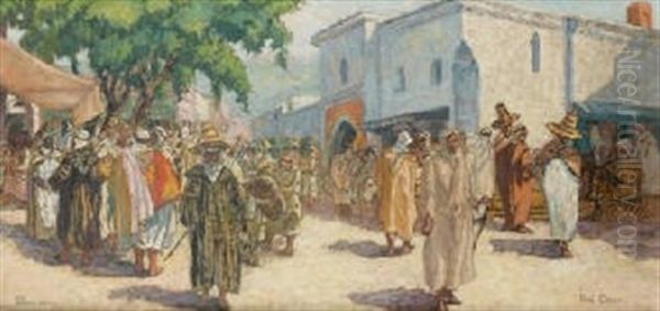 Rue Animee A Tlemcen Oil Painting by Paul Cirou