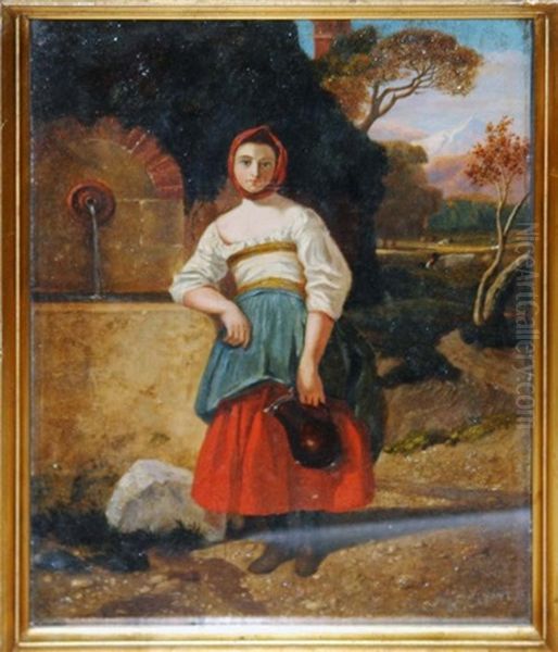 Peasant Woman At The Well Oil Painting by Antonio Ciseri