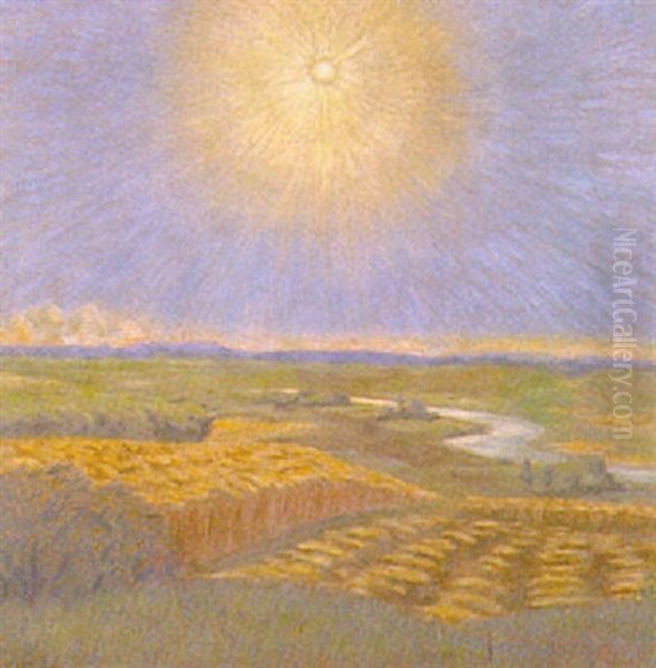 Sonne Uber Dem Kornfeld Oil Painting by Johann Vincenz Cissarz