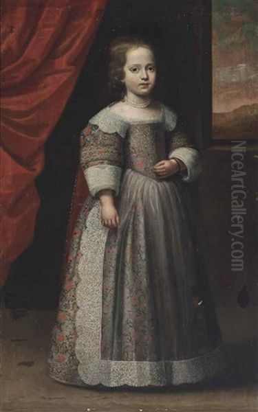 Portrait Of A Girl, Traditionally Identified As A Member Of The Savoy Family In An Oyster Embroidered Dress Oil Painting by Pier Francesco Cittadini