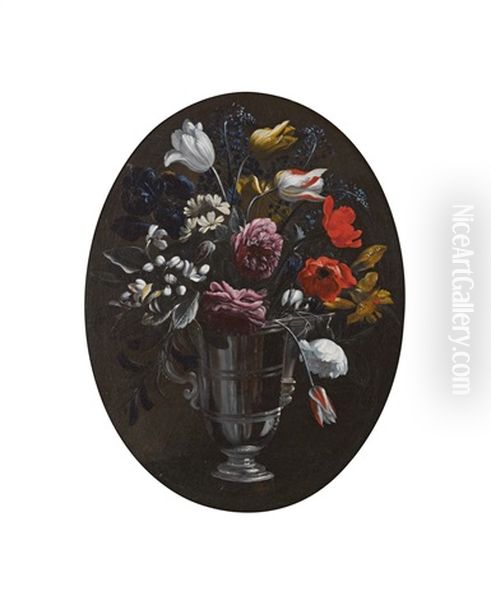 Roses, Tulips And Red Poppies In A Vase Oil Painting by Pier Francesco Cittadini